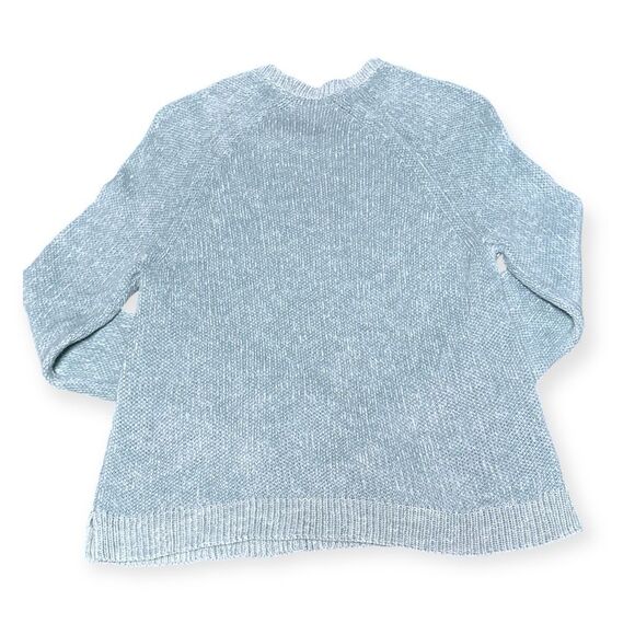 EILEEN FISHER Women’s Light Blue Gray Long Sleeve Organic Linen Cotton Raglan Sw - Picture 4 of 8